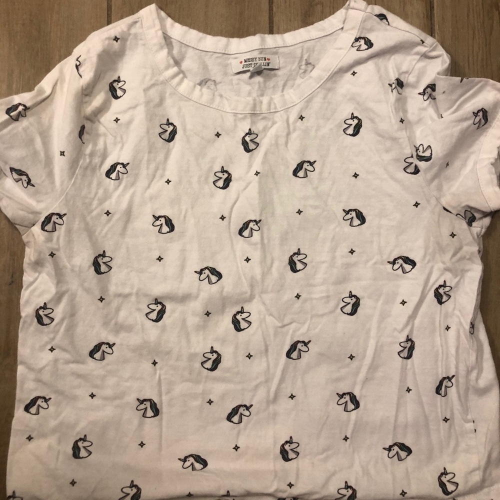 White unicorn tee